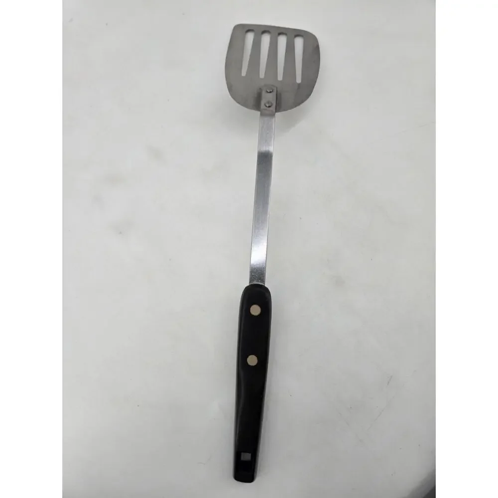 Vintage Empire USA Angled Slotted Spatula Turner Stainless Steel Black Handle